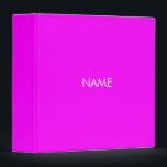 Minimalist neon pink magenta custom name monogram binder<br><div class="desc">Minimalist neon magenta custom name,  text,  initials or monogram solid plain modern 3 ring binder.
Fully customizable white text (or you can just delete it) on neon pink magenta background. 
Great for school,  office,  business,  portfolio,  photo album or recipe cookbook.</div>
