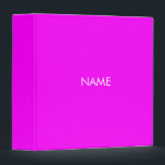 Minimalist neon pink magenta custom name monogram binder<br><div class="desc">Minimalist neon magenta custom name,  text,  initials or monogram solid plain modern 3 ring binder.
Fully customizable white text (or you can just delete it) on neon pink magenta background. 
Great for school,  office,  business,  portfolio,  photo album or recipe cookbook.</div>