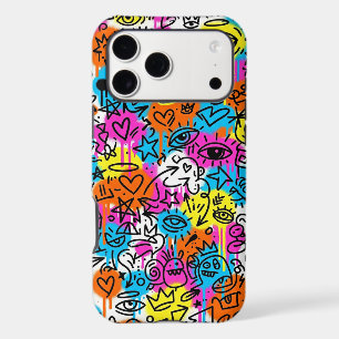 Minimalist Neon Scribble Doodle iPhone 16 case 