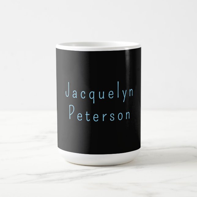 Minimalist Neutral Black Blue Elegant Modern Name Coffee Mug (Center)