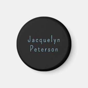 Minimalist Neutral Black Blue Elegant Modern Name Magnet