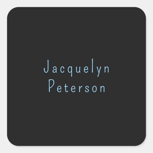 Minimalist Neutral Black Blue Elegant Modern Name Square Sticker (Front)