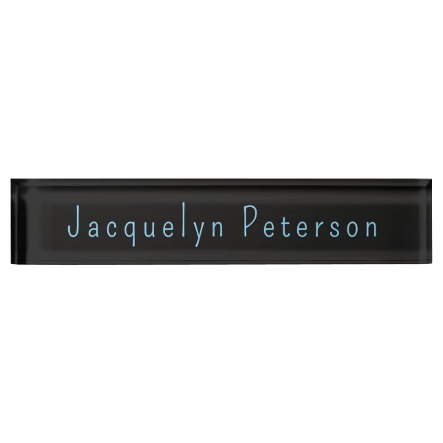 Minimalist Neutral Black Blue Elegant Modern Nameplate (Front)