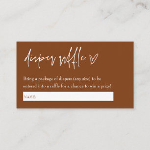 Minimalist Neutral Boho Hello Baby Diaper Raffle Enclosure Card