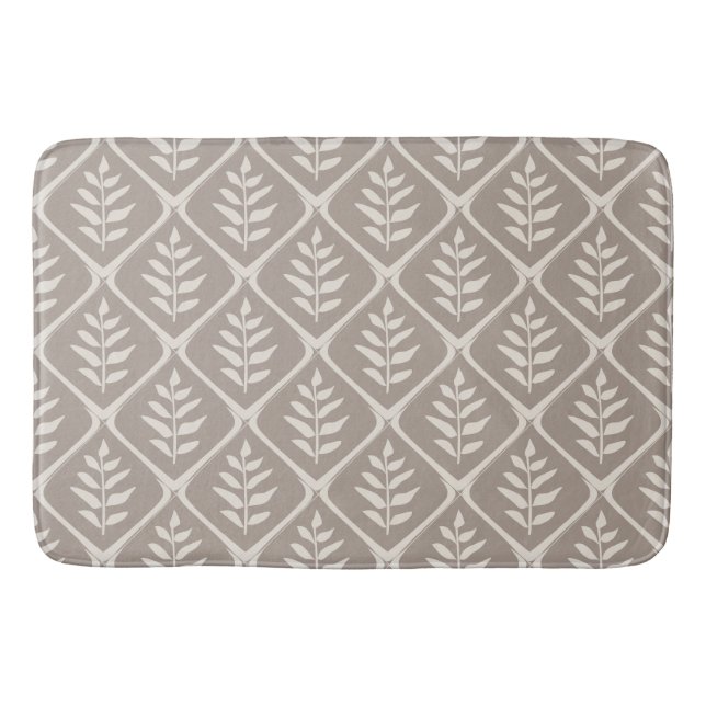 Minimalist Neutral Botanical Bath Mat (Front)