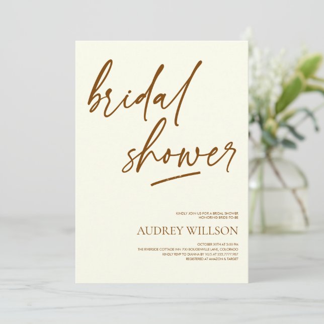 Minimalist Neutral Bridal Shower Invitation (Debout devant)