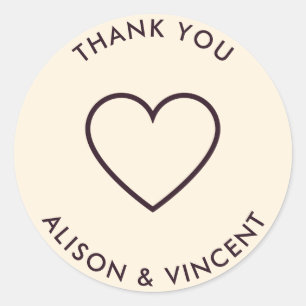 Minimalist Neutral Cream Wedding Thank You Classic Round Sticker