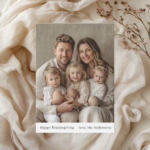 Minimalist Neutral Family Photo Thanksgiving Invitation