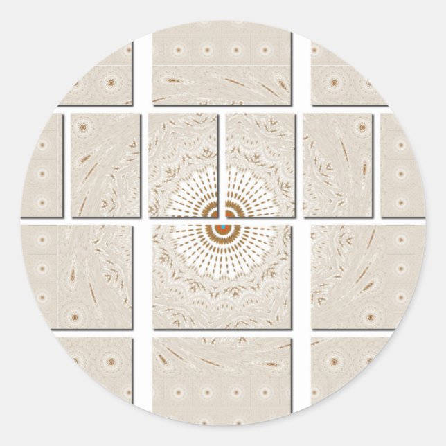 Minimalist Neutral Geometric Beige Tonal Design Classic Round Sticker (Front)