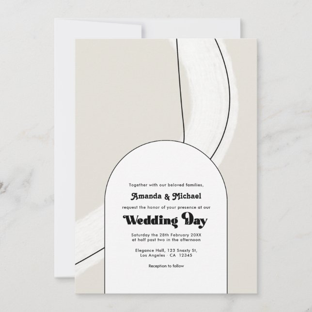 Minimalist Neutral Geometric Modern Boho Wedding Invitation (Front)