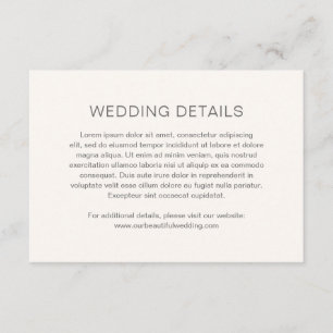 Minimalist Neutral Ivory Modern Wedding Enclosure Card