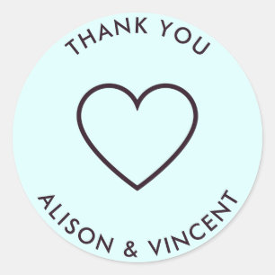 Minimalist Neutral  Light Blue Wedding Thank You Classic Round Sticker