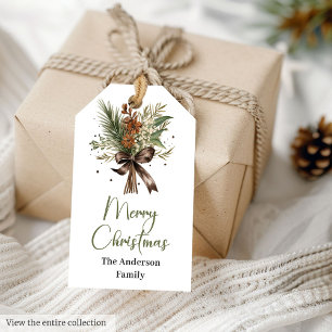 Minimalist Neutral Rustic Beige Watercolor Holiday Gift Tags