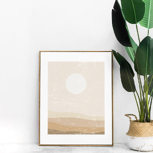 Minimalist Neutral Sunset Landscape Wall Art Print
