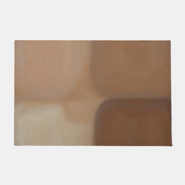 Minimalist Neutral Terracotta Squares Doormat (Front)