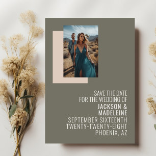 Minimalist Neutral Typography Photo Frame Wedding Save The Date