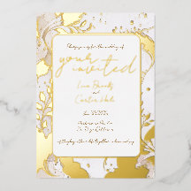 Minimalist Neutral Watercolor Foil Invitation
