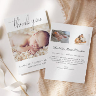 Minimalist New Baby Thank You Birth Announcement
