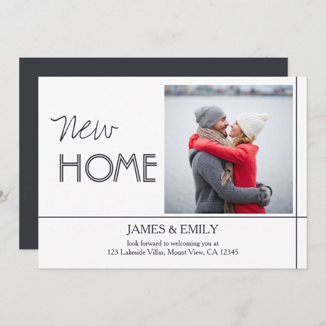 Minimalist New Home Photo Moving Announcement (Front/Back)