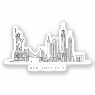 Minimalist New York City Skyline Line Art