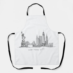Minimalist New York City Skyline Line Art Apron