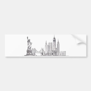 Minimalist New York City Skyline Line Art Bumper Sticker
