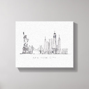 Minimalist New York City Skyline Line Art Canvas Print