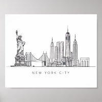 Minimalist New York City Skyline Line Art