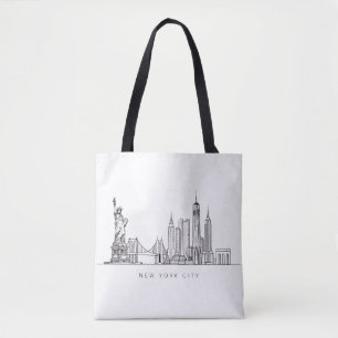 Minimalist New York City Skyline Line Art Tote Bag