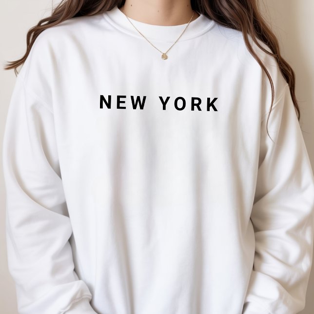 Minimalist New York Custom State Name Typography Sweatshirt (Minimalist New York Custom State Typography Sweatshirt | Modern USA City Name Personalized Crewneck)