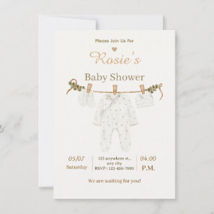 Minimalist Newborn Birth Baby Shower Invitations 