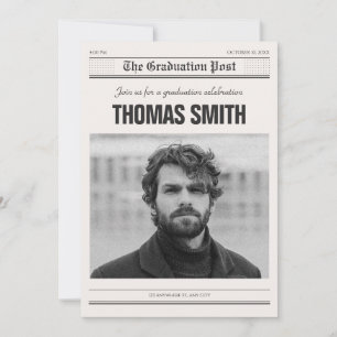 Minimalist Newspaper poster photo graduation Invitation