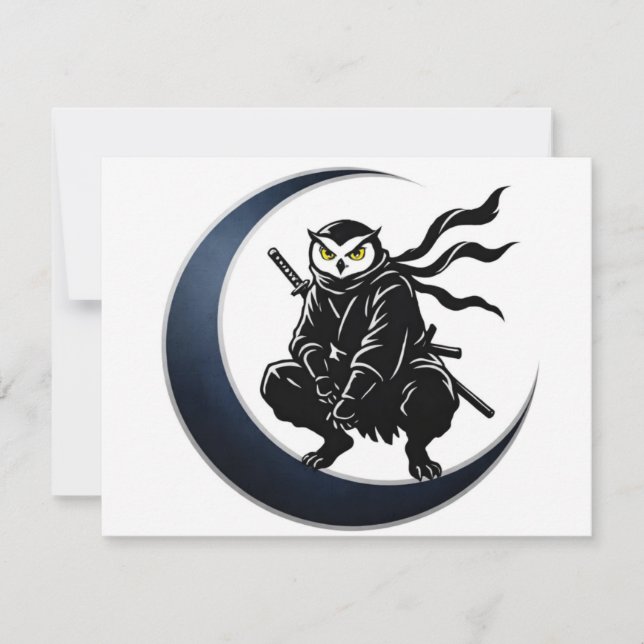Minimalist Ninja Owl Post Card (Front)