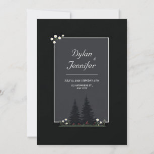 Minimalist Nordic Forest Daisy Wedding Invitation