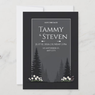 Minimalist Nordic Forest Silhouette Wedding Invitation