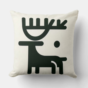 Minimalist Nordic Reindeer Throw Pillow