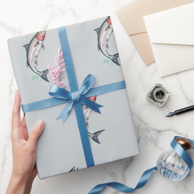 Minimalist Nordic Salmon Gift Wrap Roll (Gifting)