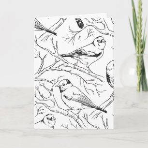 Minimalist North American Birds Line Art Pattern Card