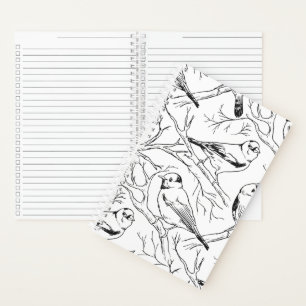 Minimalist North American Birds Line Art Pattern Notebook