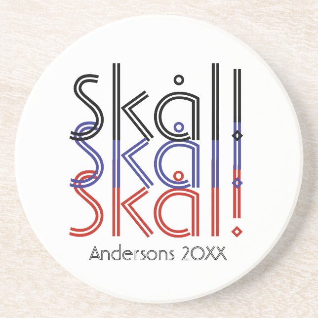 Minimalist Norway Skål! | Engagement Keepsake Coaster (Front)