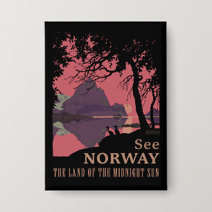 Minimalist Norway Sunset Poster - Mountain Fjord