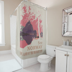 Minimalist Norway Sunset Poster - Mountain Fjord