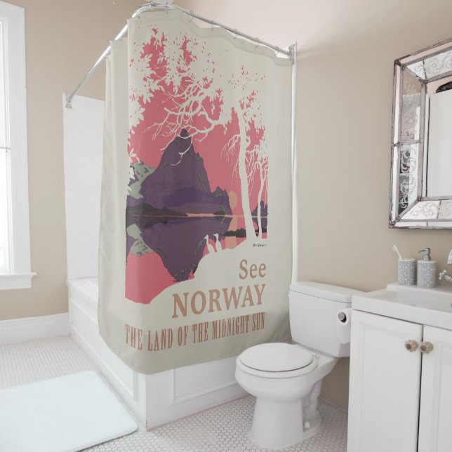 Minimalist Norway Sunset Poster - Mountain Fjord (In Situ)