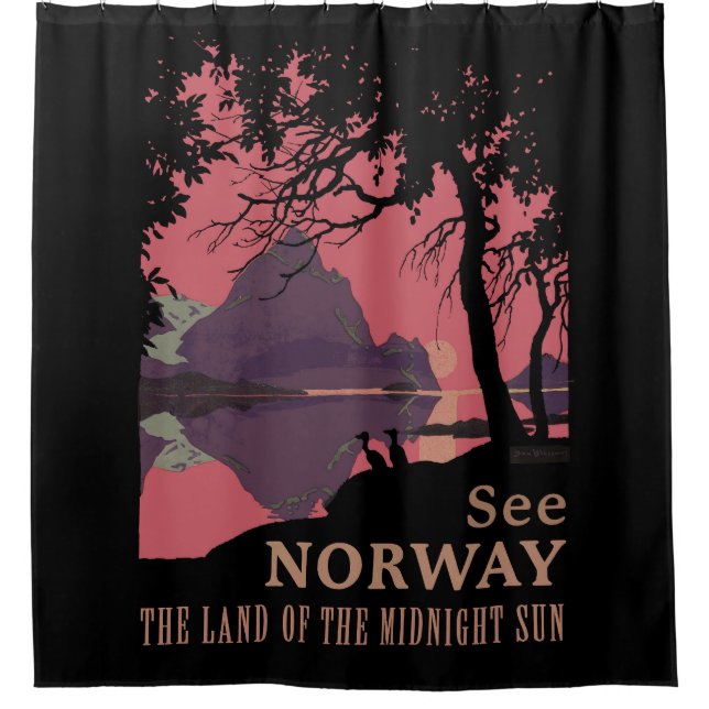 Minimalist Norway Sunset Poster - Mountain Fjord (Front)