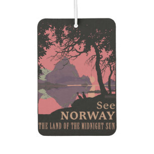 Minimalist Norway Sunset Poster - Mountain Fjord Air Freshener