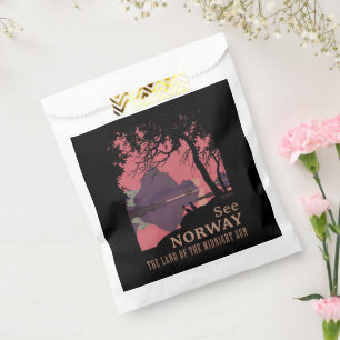 Minimalist Norway Sunset Poster - Mountain Fjord Favour Bag