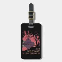 Minimalist Norway Sunset Poster - Mountain Fjord