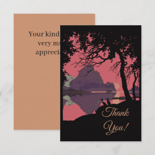 Minimalist Norway Sunset Poster - Mountain Fjord Thank You Card