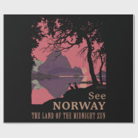 Minimalist Norway Sunset Poster - Mountain Fjord