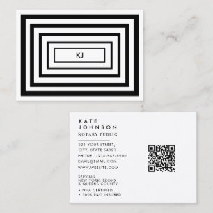 Minimalist Notary Signing Agent Black White Logo Business Card